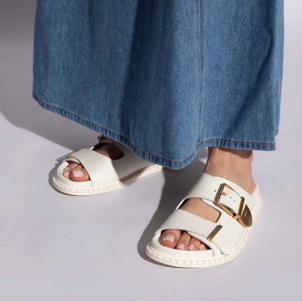 Chloe Rebecca Leather Slide Sandals size 39 - Picture 3 of 15